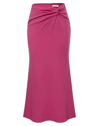 Women Mermaid Hem Skirt Casual Knotted Waist Below Mid-Calf Bodycon Skirt
