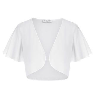 See-Through Chiffon Shrug Short Flounce Sleeve Open Front Bolero