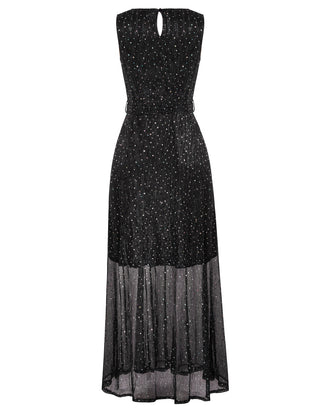 Women Ankle Length Party Dress Sleeveless Surplice V-Neck Flared A-Line Dress
