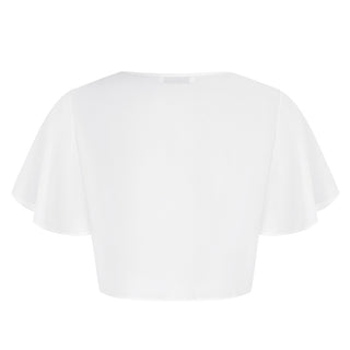 See-Through Chiffon Shrug Short Flounce Sleeve Open Front Bolero