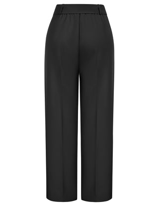 Straight Leg Pants High Waist Belt Decorated Trousers