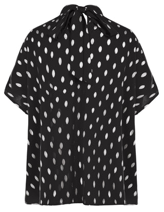 Women’s Batwing Sleeve Blouse Tops Mock Neck Polka Dot Blouses Casual Tie Back Drape Shirts
