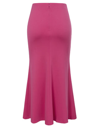 Women Mermaid Hem Skirt Casual Knotted Waist Below Mid-Calf Bodycon Skirt