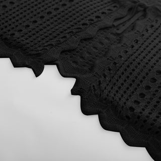 Women Hollowed-out Cardigan Short Sleeve V-Neck Tie-Front Shrug Knitwear