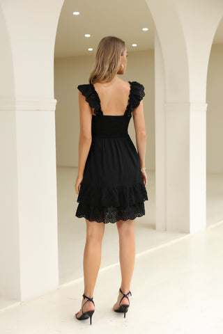 Sleeveless Smocked Bodice Tiered A-Line Dress