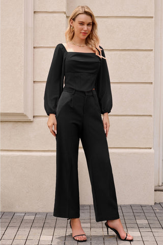 Women Corset Tops Sheer Long Sleeve Blouse Crop Tops Off The Shoulder Shirts Square Neck Fall Blouses 2023