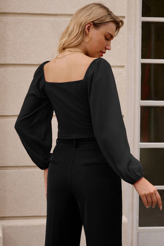 Women Corset Tops Sheer Long Sleeve Blouse Crop Tops Off The Shoulder Shirts Square Neck Fall Blouses 2023