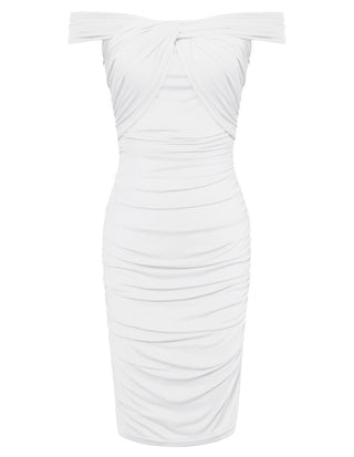 Women Ruched Party Dress Off-Shoulder Above Knee Bodycon Dress