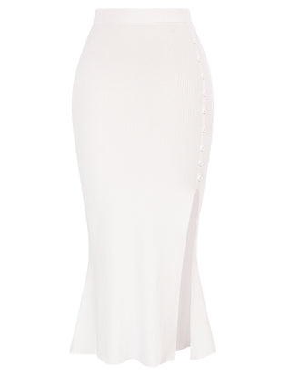 Women's Skirts 2023 Ribbed Elastic High Waisted Long Mermaid Stretch Bodycon Midi Skirts with Slit