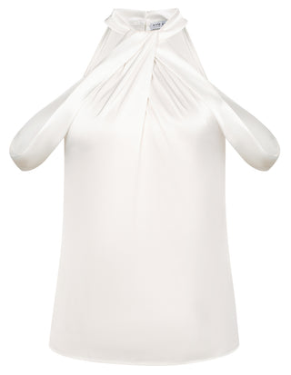 Women Knotted Halterneck Tops Loose Fit Comfy Keyhole Back Pullover Tops