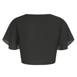 See-Through Chiffon Shrug Short Flounce Sleeve Open Front Bolero