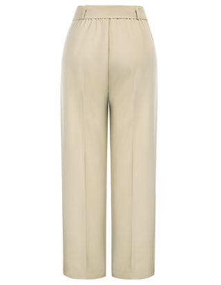 Straight Leg Pants High Waist Belt Decorated Trousers