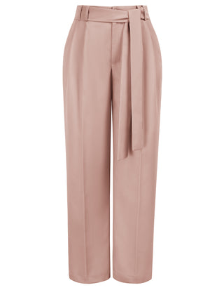 Straight Leg Pants High Waist Belt Decorated Trousers