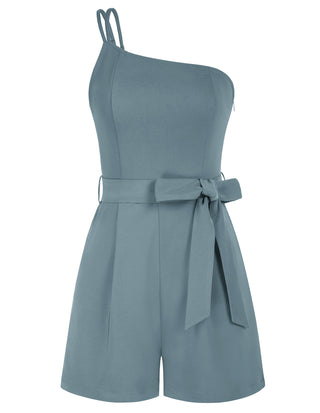 Shoulder Romper with Belt Dual Strap Smocked Back Playsuit