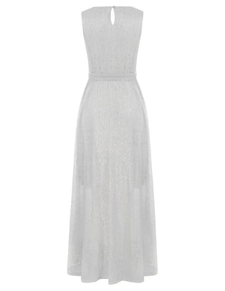 Women Ankle Length Party Dress Sleeveless Surplice V-Neck Flared A-Line Dress