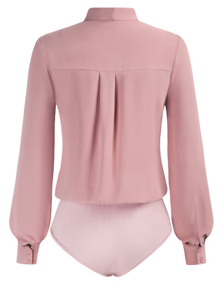 Bow-Knot Decorated Bodysuit Long Sleeve Elastic Waist Shirt