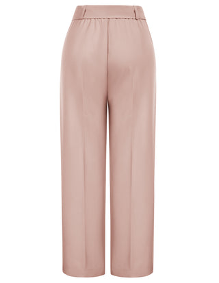 Straight Leg Pants High Waist Belt Decorated Trousers