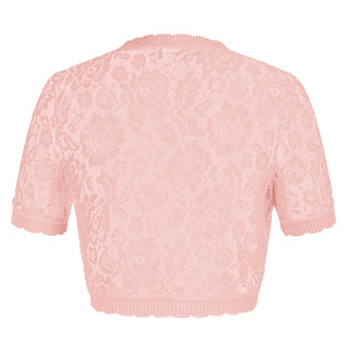 Lace Bolero Short Sleeve Open Front Irregular Hem Shrug