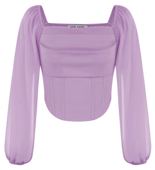 Women Corset Tops Sheer Long Sleeve Blouse Crop Tops Off The Shoulder Shirts Square Neck Fall Blouses 2023