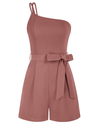 Shoulder Romper with Belt Dual Strap Smocked Back Playsuit