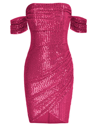 Women's Glitter Sequin V Neck Ruched Off Shoulder Stretchy Bodycon Mini Party Dress