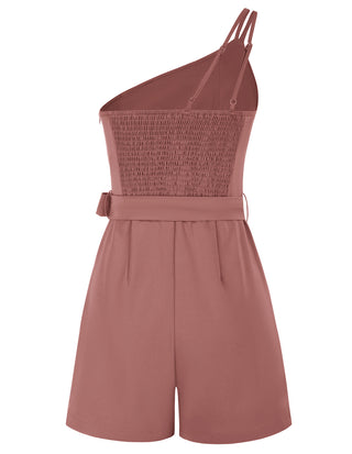 Shoulder Romper with Belt Dual Strap Smocked Back Playsuit