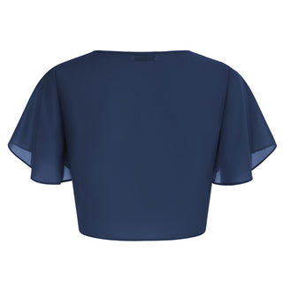 See-Through Chiffon Shrug Short Flounce Sleeve Open Front Bolero