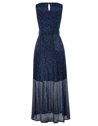 Women Ankle Length Party Dress Sleeveless Surplice V-Neck Flared A-Line Dress