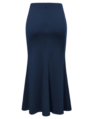 Women Mermaid Hem Skirt Casual Knotted Waist Below Mid-Calf Bodycon Skirt