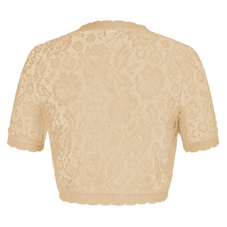 Lace Bolero Short Sleeve Open Front Irregular Hem Shrug