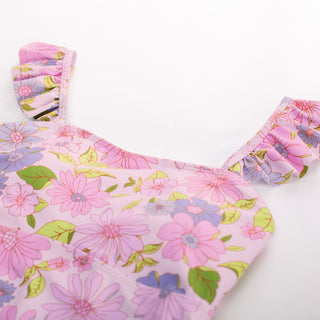 Women 2pcs Set Swimsuit Ruched Padded Swim Tops+Briefs Swimwear