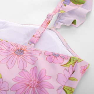 Women 2pcs Set Swimsuit Ruched Padded Swim Tops+Briefs Swimwear