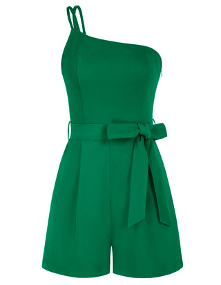 Shoulder Romper with Belt Dual Strap Smocked Back Playsuit