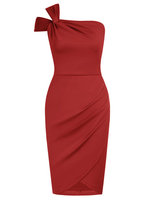 Asymmetric Wrap Hem Party DressOne Shoulder Ruched Bodycon Dress