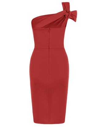 Asymmetric Wrap Hem Party DressOne Shoulder Ruched Bodycon Dress