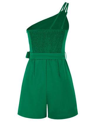 Shoulder Romper with Belt Dual Strap Smocked Back Playsuit