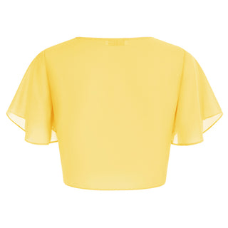 Kate Kasin Women Shrug Sheer Ruffle Short Sleeve Cropped Chiffon Bolero