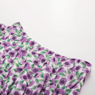 KK Women Elastic Waist Dress Short Sleeve Front Slit Tired A-Line Dress