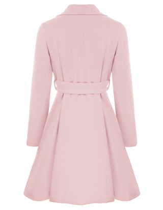 Lapel Collar Overcoat with Belt One-Button A-Line Coat