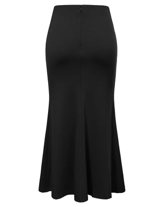 Women Mermaid Hem Skirt Casual Knotted Waist Below Mid-Calf Bodycon Skirt