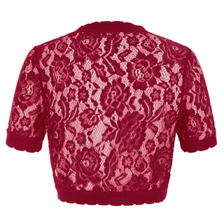 Lace Bolero Short Sleeve Open Front Irregular Hem Shrug
