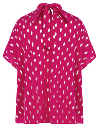 Women’s Batwing Sleeve Blouse Tops Mock Neck Polka Dot Blouses Casual Tie Back Drape Shirts