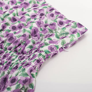 KK Women Elastic Waist Dress Short Sleeve Front Slit Tired A-Line Dress