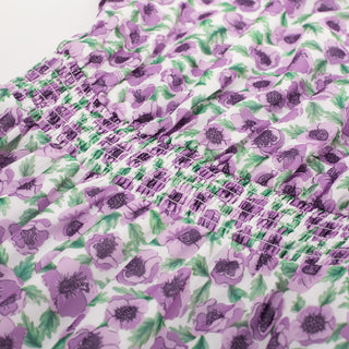 KK Women Elastic Waist Dress Short Sleeve Front Slit Tired A-Line Dress