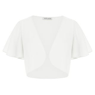 Kate Kasin Women Shrug Sheer Ruffle Short Sleeve Cropped Chiffon Bolero