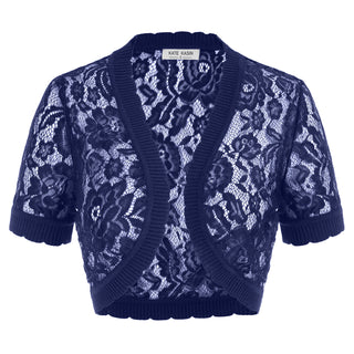 Lace Bolero Short Sleeve Open Front Irregular Hem Shrug