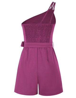 Shoulder Romper with Belt Dual Strap Smocked Back Playsuit