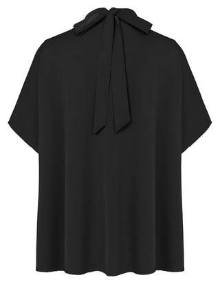 Women’s Batwing Sleeve Blouse Tops Mock Neck Polka Dot Blouses Casual Tie Back Drape Shirts