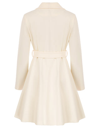 Lapel Collar Overcoat with Belt One-Button A-Line Coat