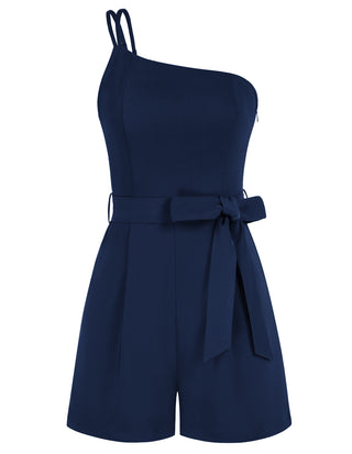 Shoulder Romper with Belt Dual Strap Smocked Back Playsuit